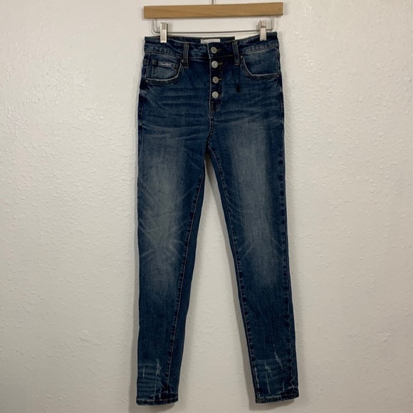 Insane Gene Dark Wash Distressed Mid-Rise Skinny Jeans Size 7 NWT - Picture 1 of 8